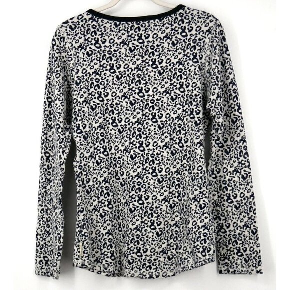 Maison Scotch Leopard Print Half Button Long Sleeve Blouse Blue White L - Picture 3 of 3